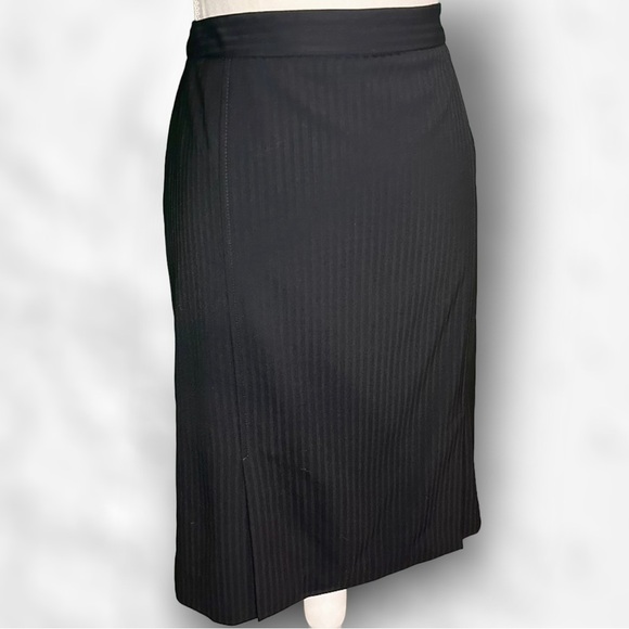 Theory Black Striped Wool Blend Split Hem Pencil Skirt Size 8 - Picture 10 of 14
